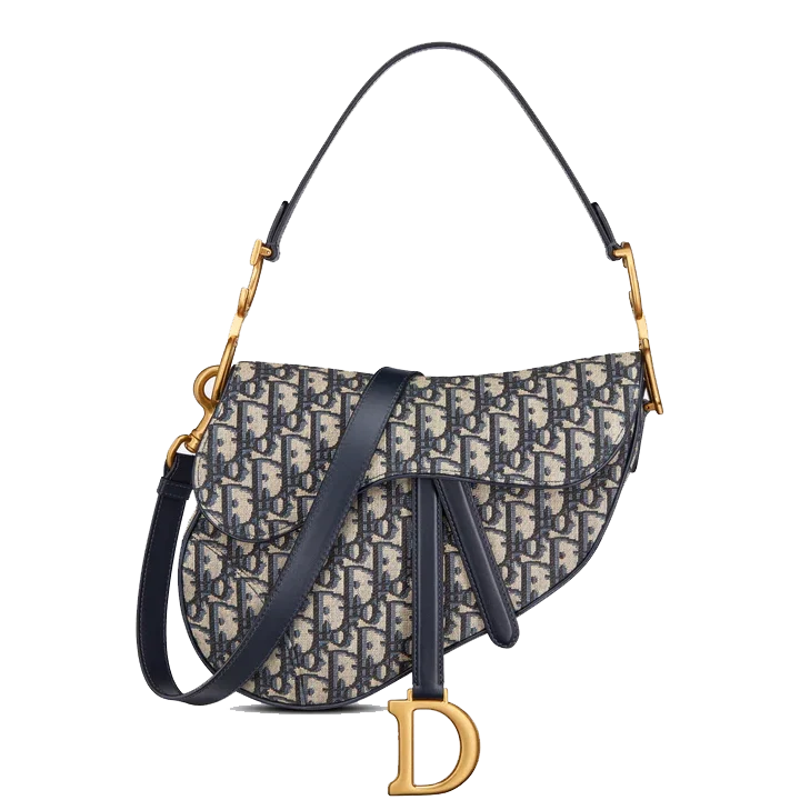 Dior Women Saddle Bag in Blue Dior Oblique Jacquard Canvas