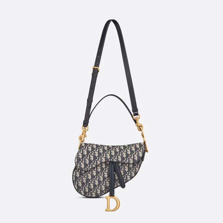 Dior Women Saddle Bag in Blue Dior Oblique Jacquard Canvas
