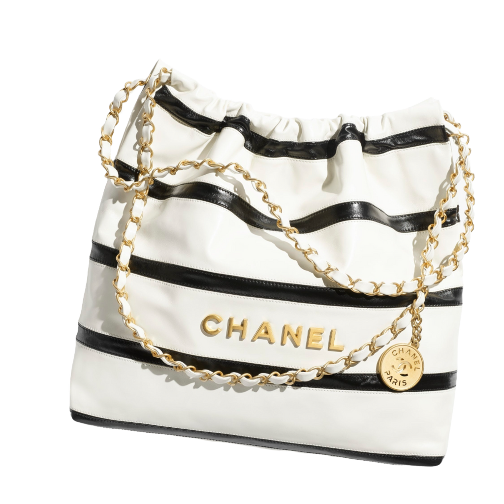 CHANEL  mini handbag  Shiny calfskin  gold tone metal coral light Black white