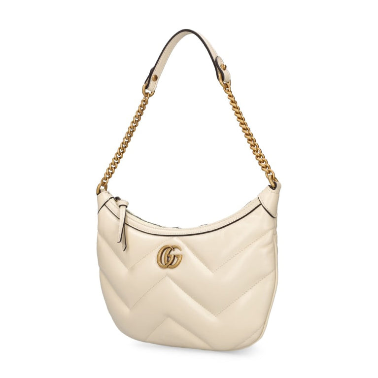Gucci Small gg marmont leather shoulder bag White