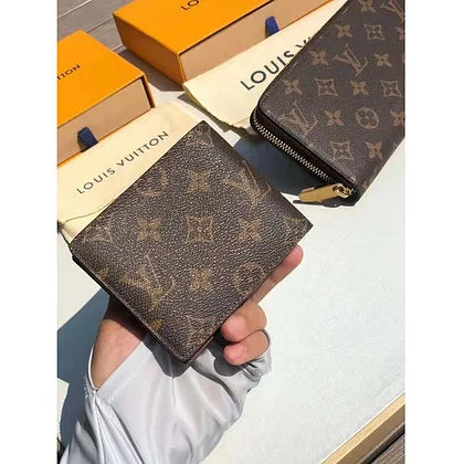 Louis Vuitton LV Unisex Multiple Wallet Brown Coated Canvas Cowhide Leather