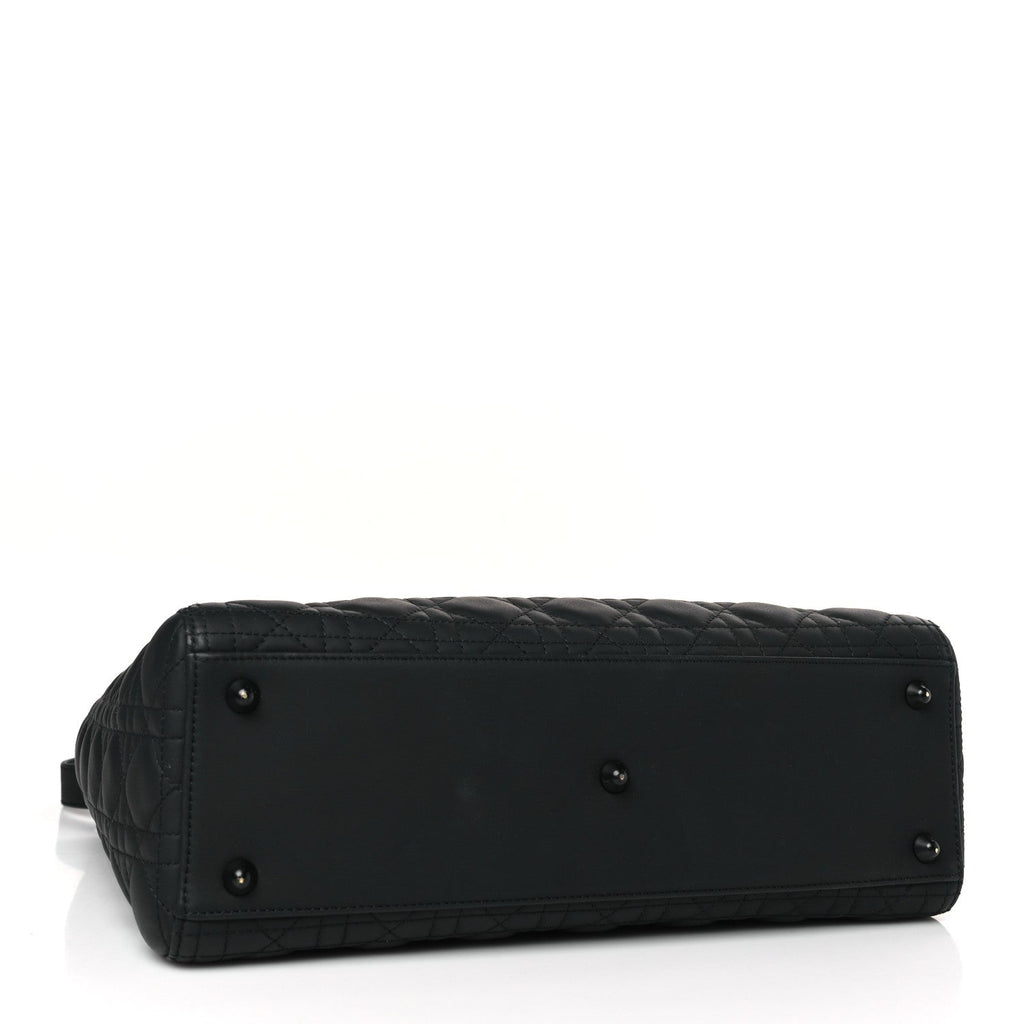 CHRISTIAN DIOR Ultra Matte Calfskin Cannage Large Lady Dior Black