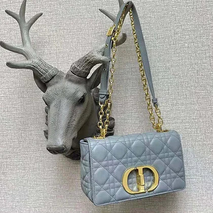 Dior Women Small Dior Caro Bag Cloud Blue Supple Cannage Calfskin