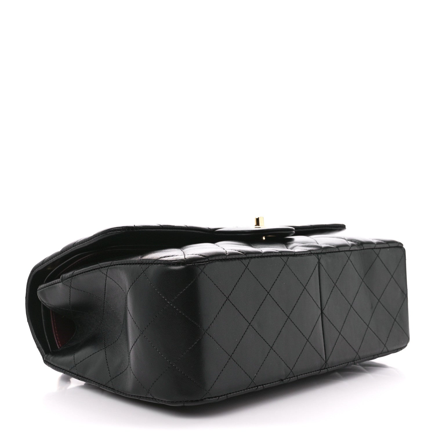 CHANEL LAMBSKIN QUILTED JUMBO DOUBLE FLAP BLACK