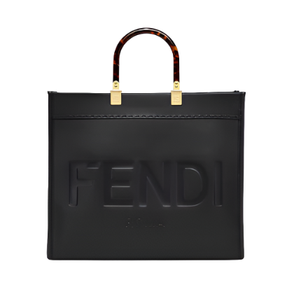 Fendi Women Sunshine Medium Leather Shopper-Black