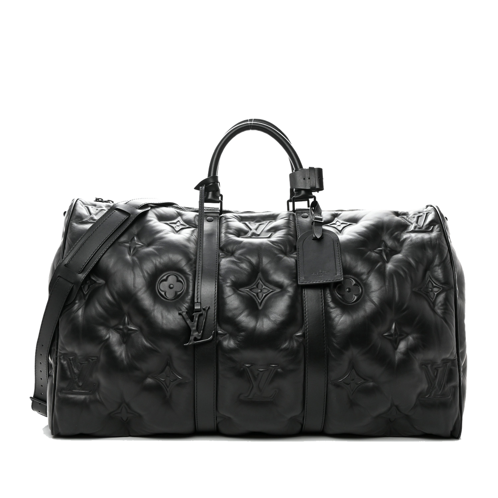 Louis Vuitton Lambskin Monogram Keepall Puffer Xl Bandouliere 75 Black