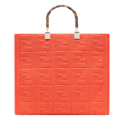 Fendi Women Sunshine Medium Red FF Fabric Shopper