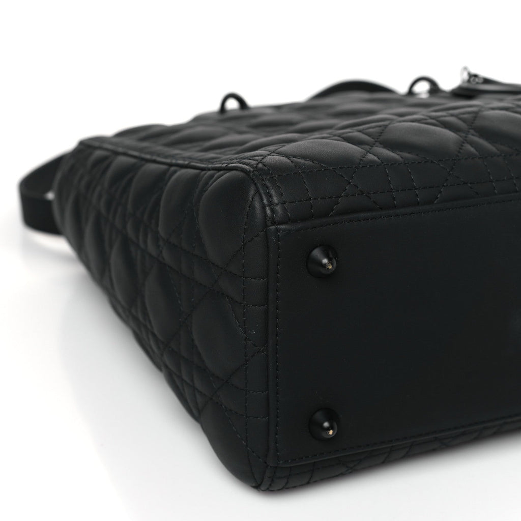 CHRISTIAN DIOR Ultra Matte Calfskin Cannage Large Lady Dior Black