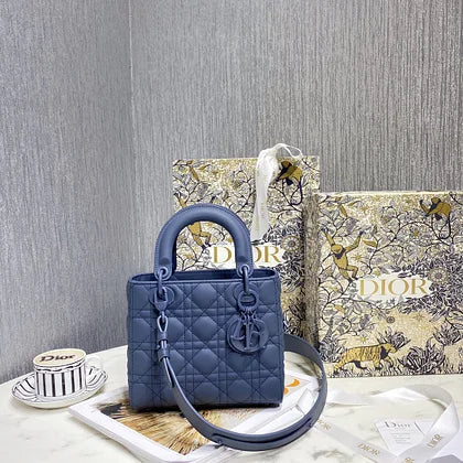 Dior Women Small Lady Dior My Abcdior Bag Royal Blue Cannage Lambskin