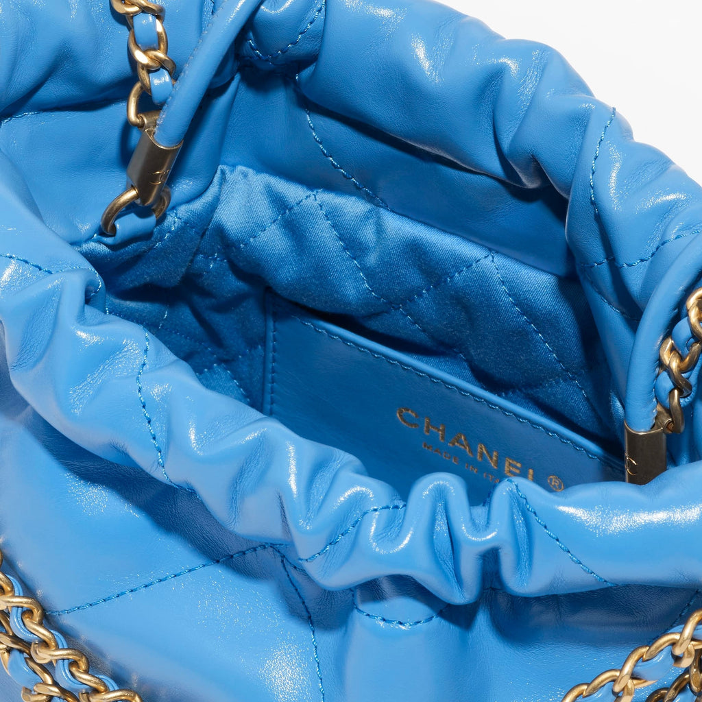 CHANEL  mini handbag  Shiny calfskin  gold tone metal blue