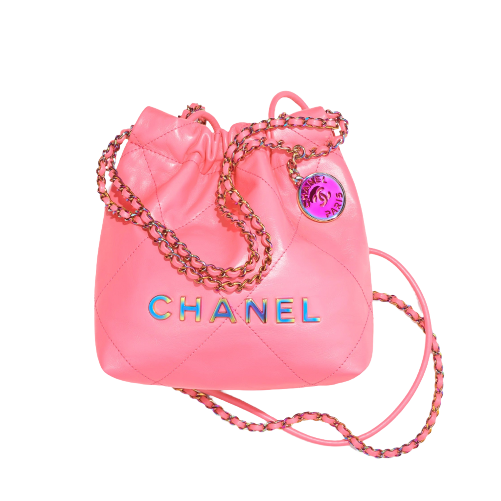 CHANEL  mini handbag  Shiny calfskin  gold tone metal coral pink