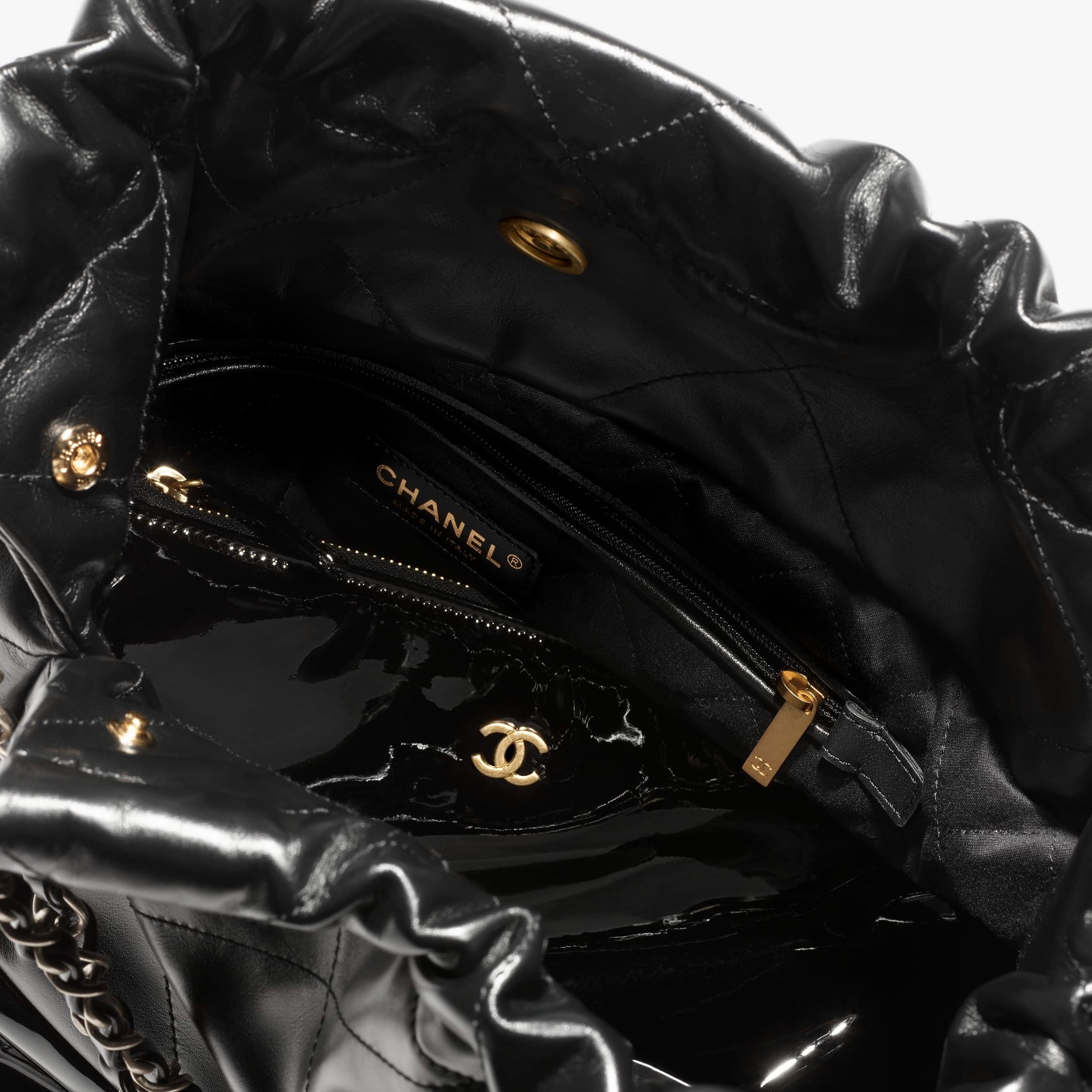 CHANEL  mini handbag  Shiny calfskin  gold tone metal coral light Black