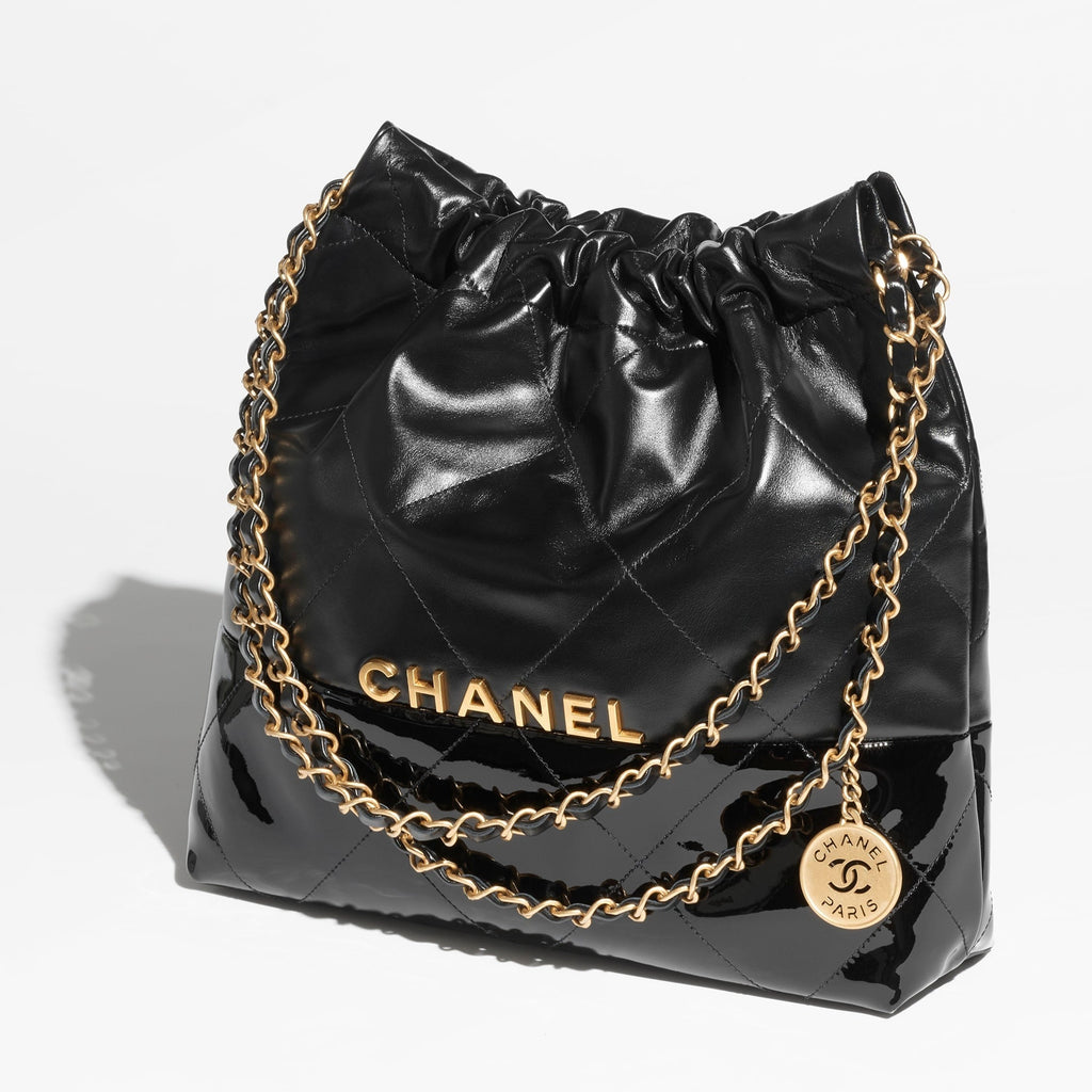 CHANEL  mini handbag  Shiny calfskin  gold tone metal coral light Black