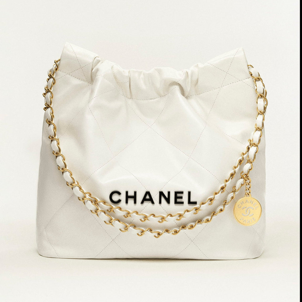 CHANEL  mini handbag  Shiny calfskin  gold tone metal coral light White