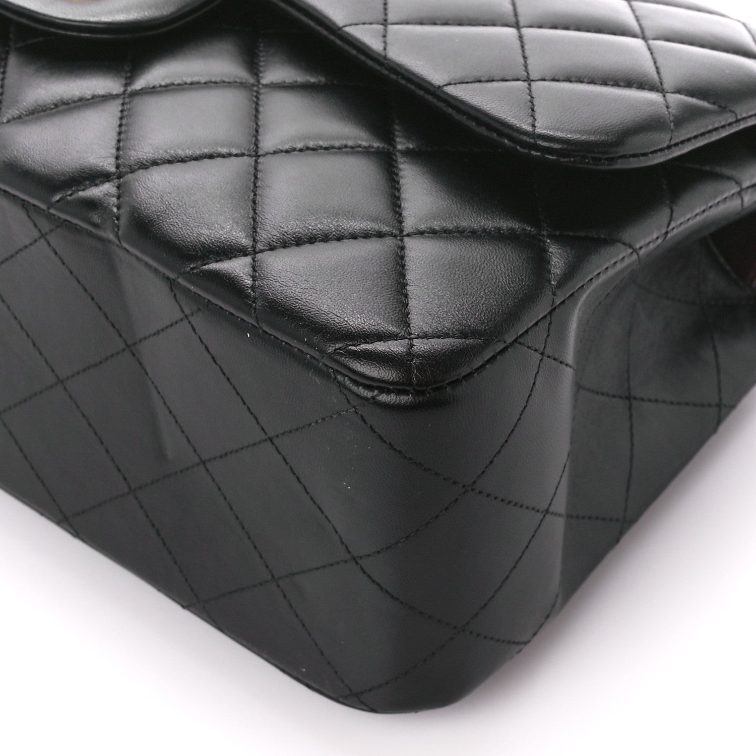 CHANEL LAMBSKIN QUILTED JUMBO DOUBLE FLAP BLACK