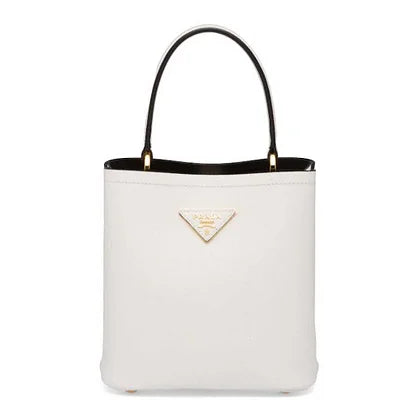 Prada Women Small Saffiano Leather Prada Panier Bag-White