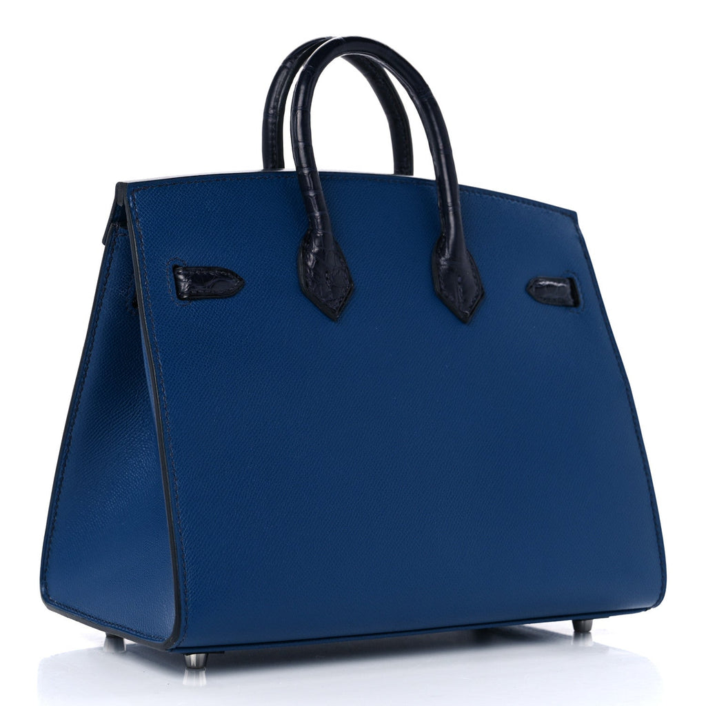HERMES MADAME CALFSKIN MATTE ALLIGATOR EPSOM FAUBOURG BY NIGHT BIRKIN SELLIER 20 DEEP BLEU BLEU MARINE CRAIE