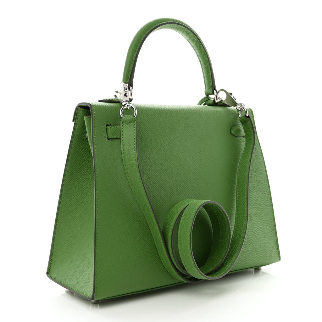 HERMES EPSOM KELLY SELLIER 25 VERT YUCCA