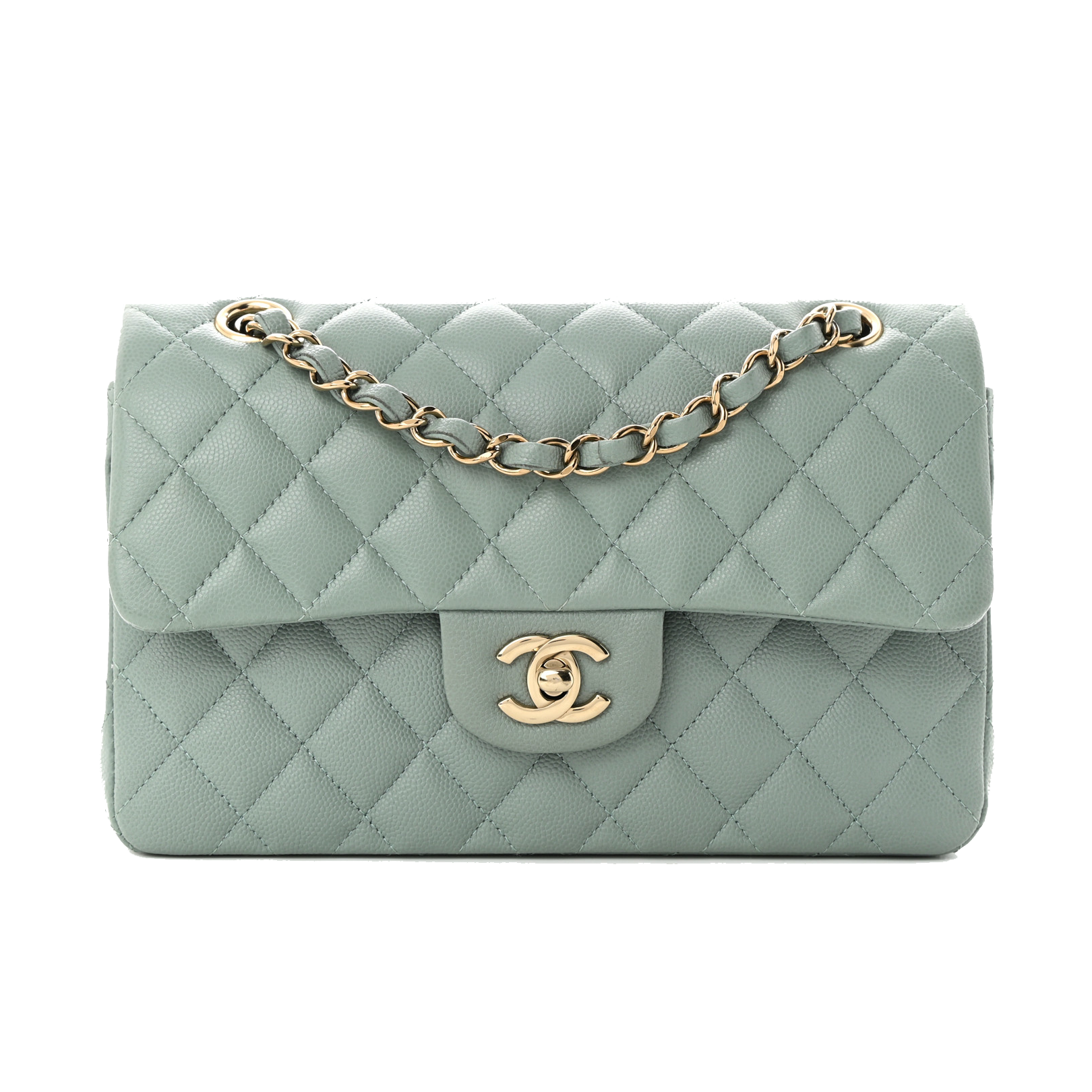 CHANEL CAVIAR QUILTED SMALL DOUBLE FLAP LIGHT BLUE