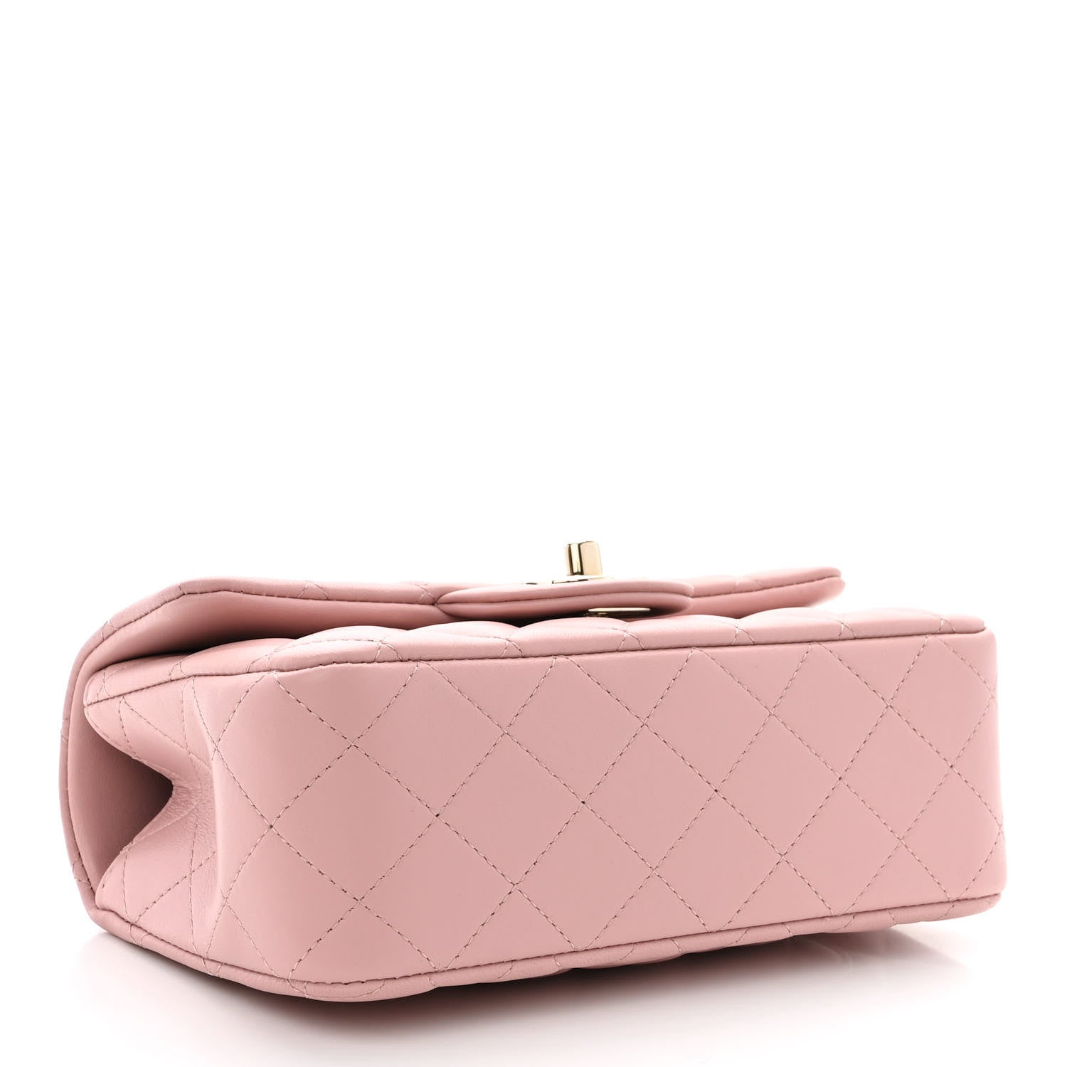 CHANEL LAMBSKIN QUILTED MINI TOP HANDLE RECTANGULAR FLAP LIGHT PINK
