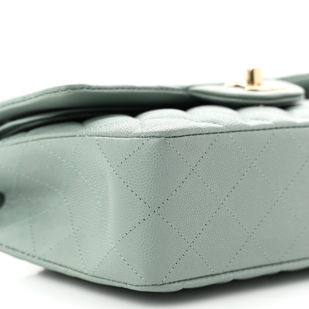 CHANEL CAVIAR QUILTED SMALL DOUBLE FLAP LIGHT BLUE