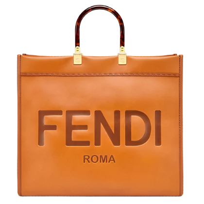Fendi Women Sunshine Shopper Bag Brown Leather Shopper “FENDI ROMA”