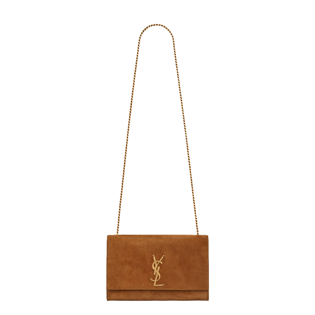 SAINT LAURENT YSL KATE MEDIUM IN SUEDE BROWN
