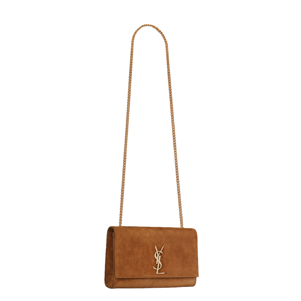 SAINT LAURENT YSL KATE MEDIUM IN SUEDE BROWN