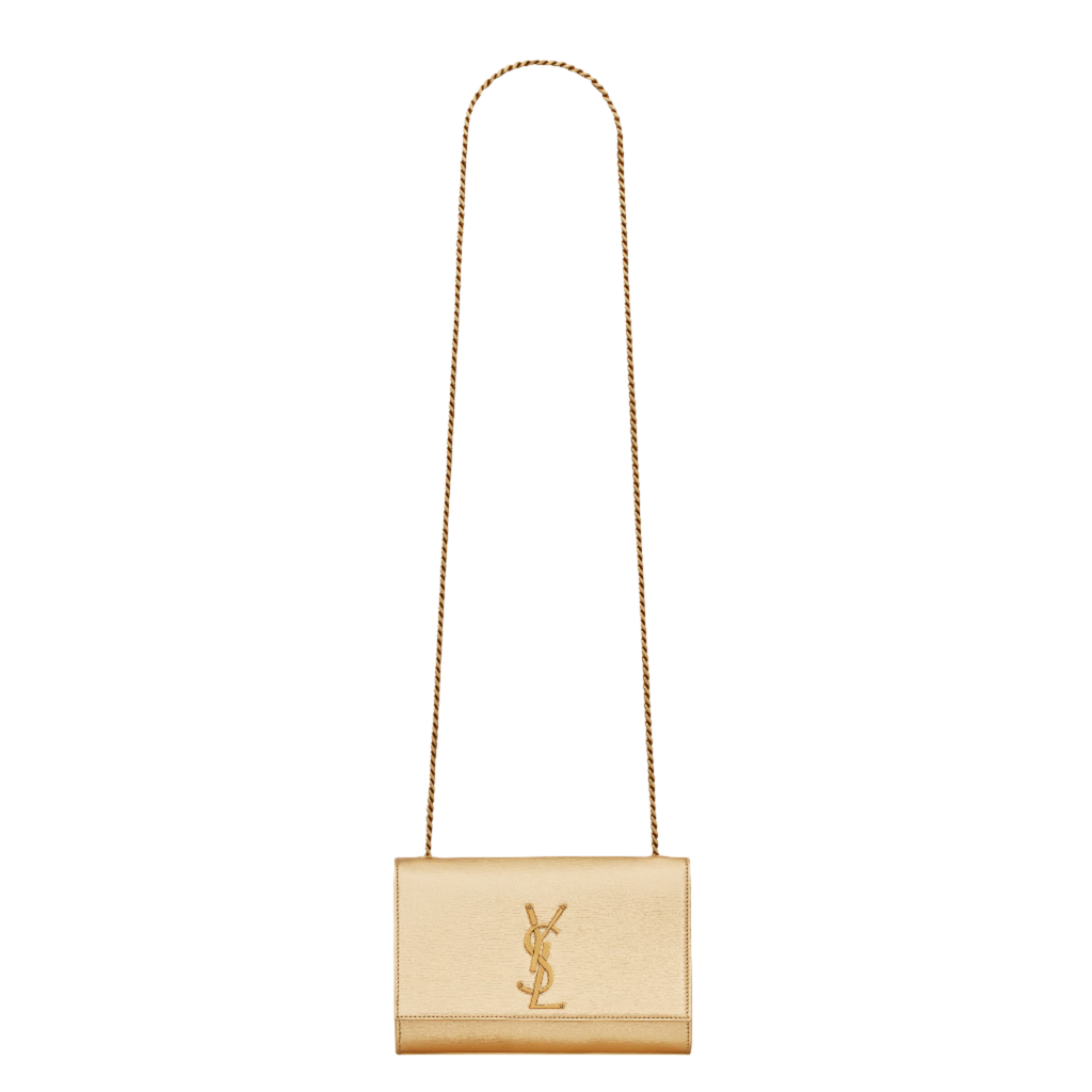 SAINT LAURENT YSL KATE SMALL IN METALLIC LEATHER GOLDISH