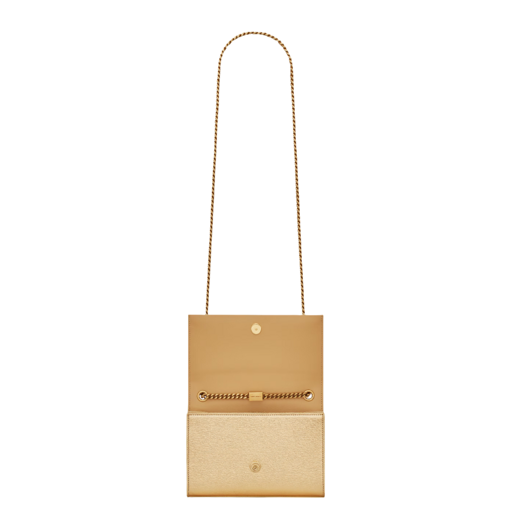SAINT LAURENT YSL KATE SMALL IN METALLIC LEATHER GOLDISH