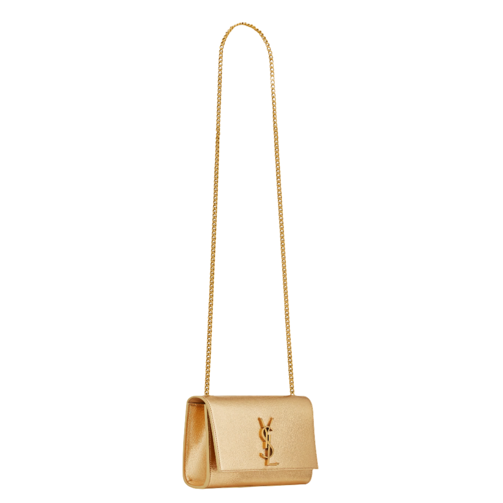 SAINT LAURENT YSL KATE SMALL IN METALLIC LEATHER GOLDISH