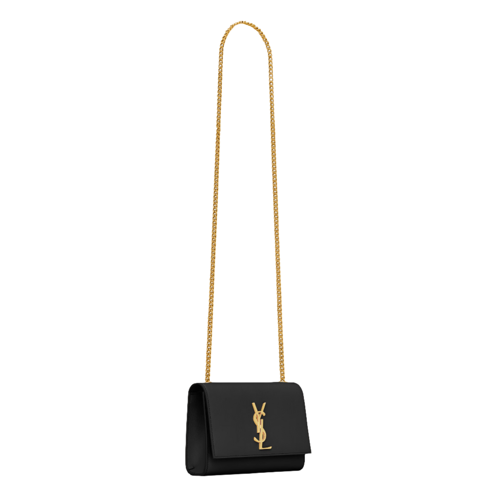 SAINT LAURENT YSL KATE SMALL IN GRAIN DE POUDRE EMBOSSED LEATHER BLACK