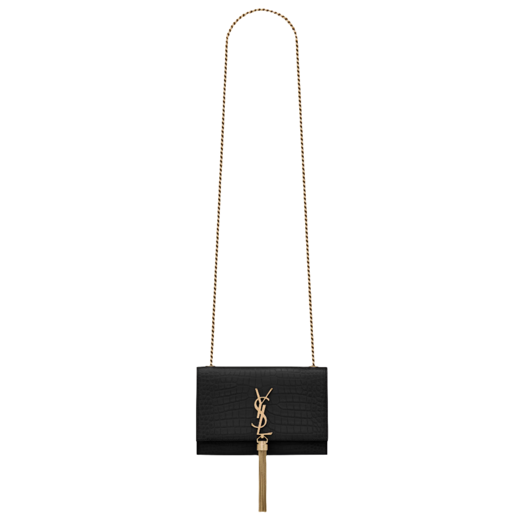 SAINT LAURENT YSL  KATE SMALL TASSEL IN CROCODILE-EMBOSSED LEATHER