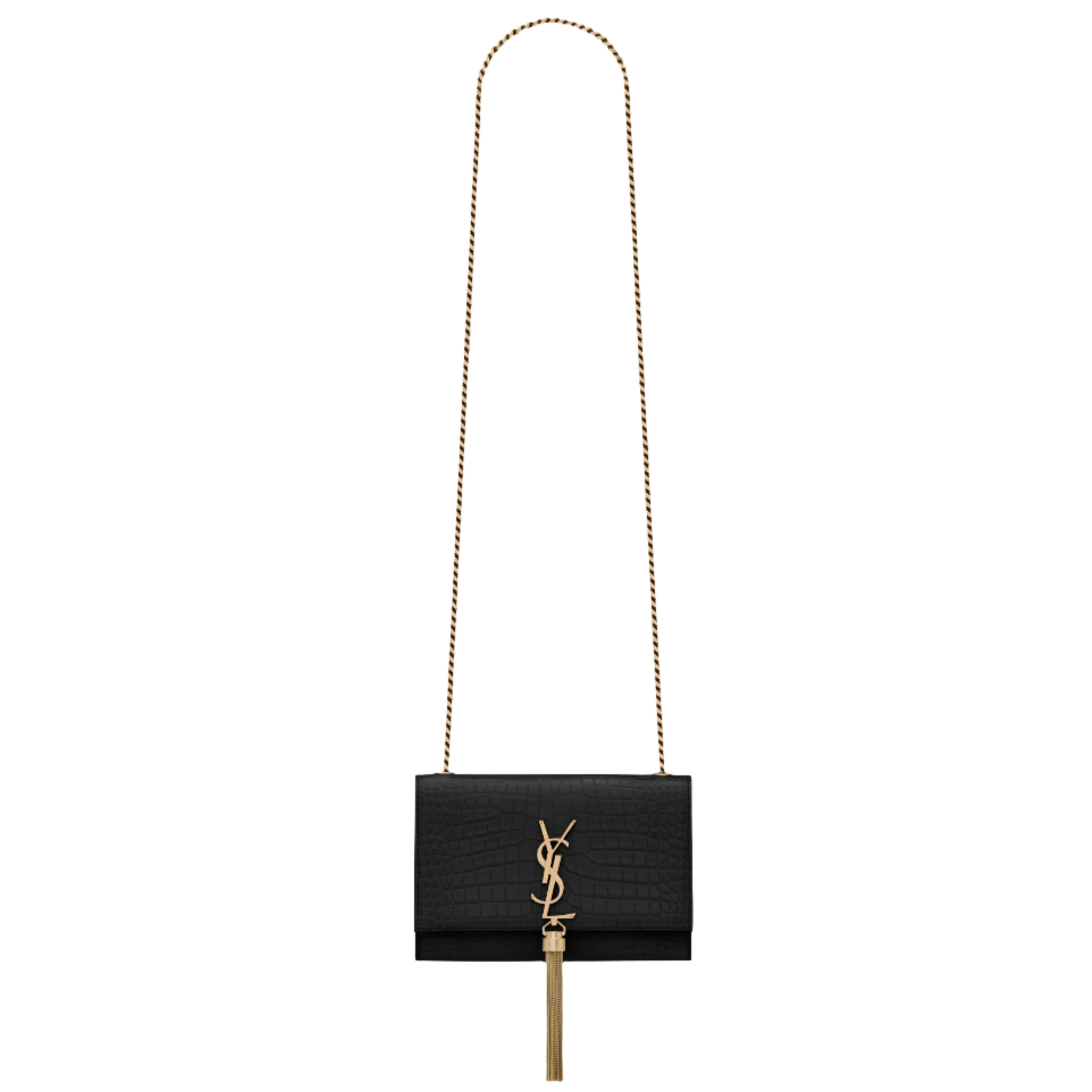SAINT LAURENT YSL  KATE SMALL TASSEL IN CROCODILE-EMBOSSED LEATHER