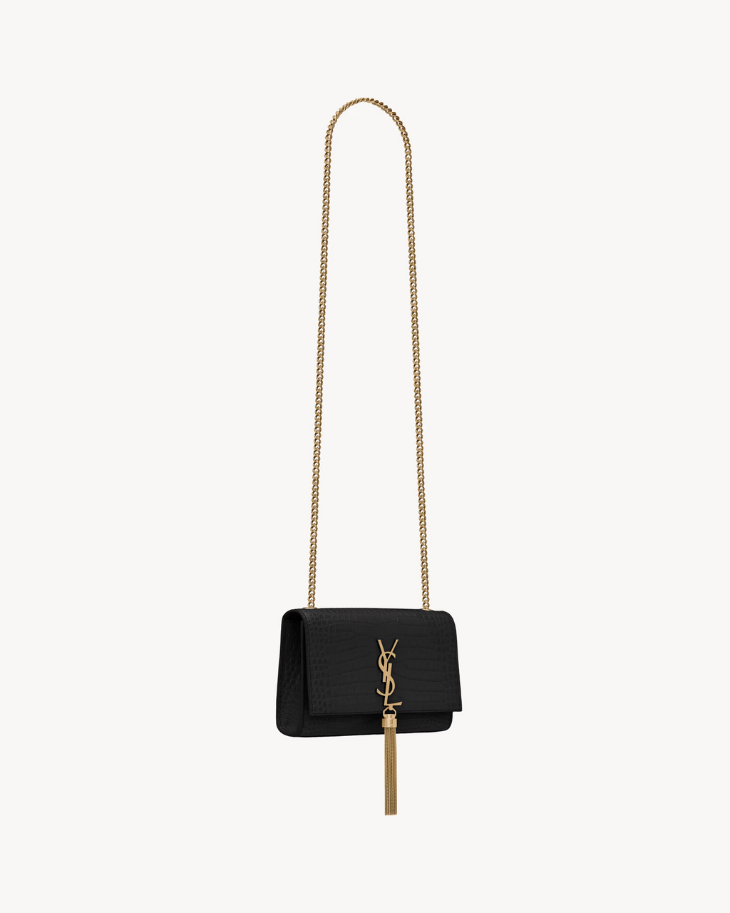 SAINT LAURENT YSL  KATE SMALL TASSEL IN CROCODILE-EMBOSSED LEATHER
