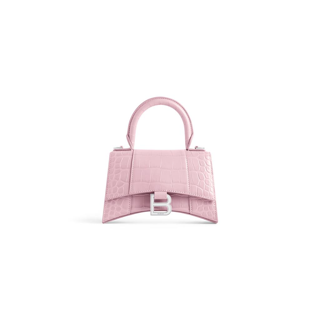Hourglass Xs Handbag Crocodile Embossed in Pink  Balenciaga