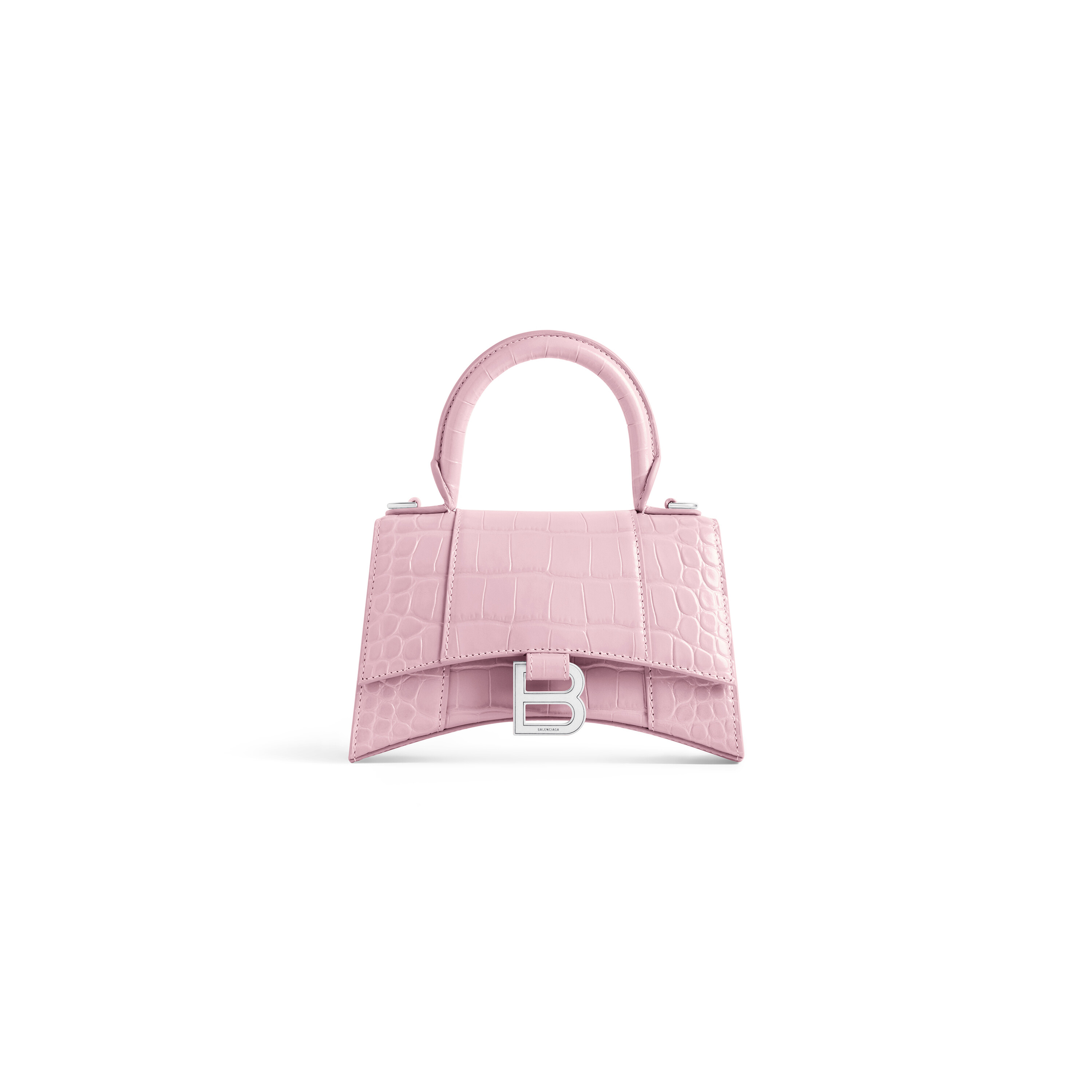 Hourglass Xs Handbag Crocodile Embossed in Pink  Balenciaga