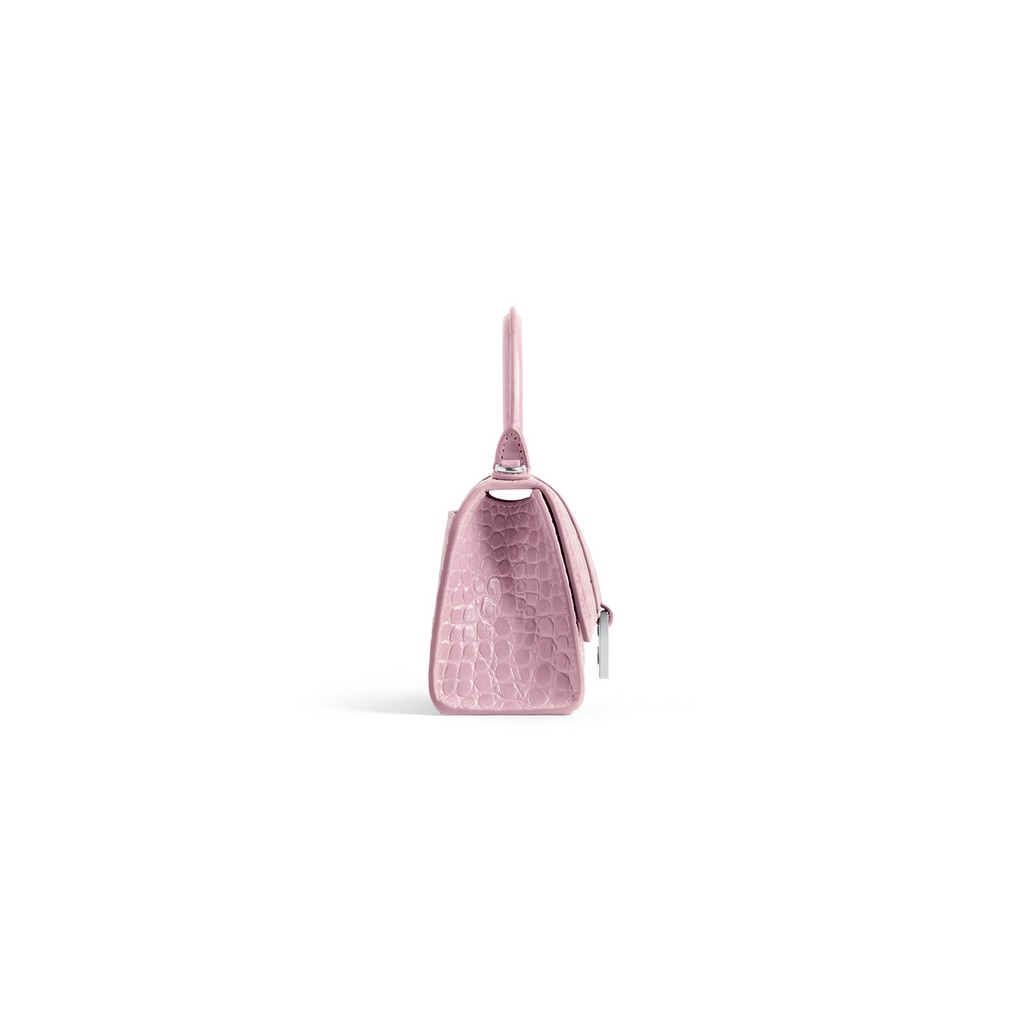 Hourglass Xs Handbag Crocodile Embossed in Pink  Balenciaga
