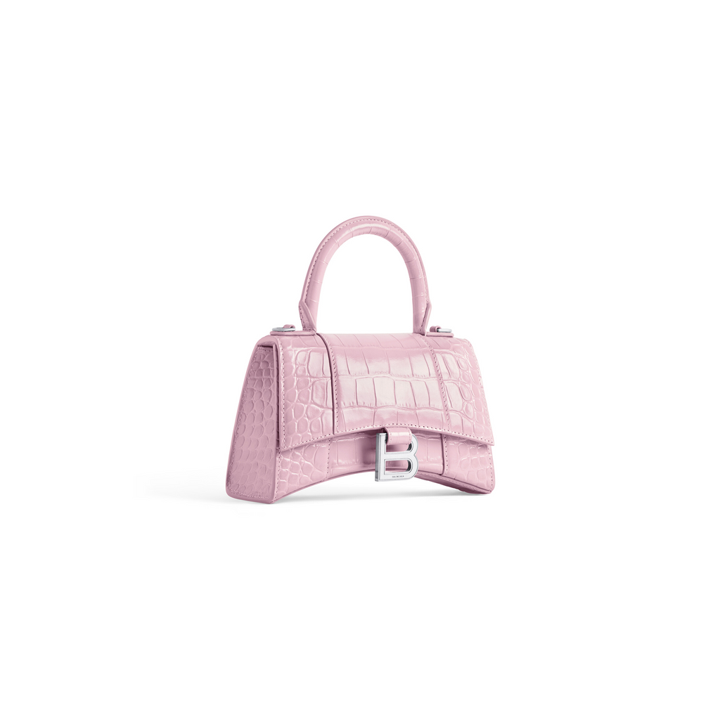 Hourglass Xs Handbag Crocodile Embossed in Pink  Balenciaga