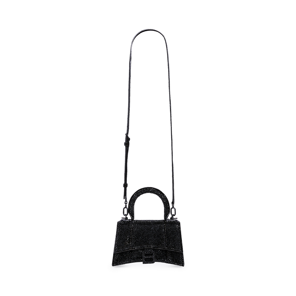 Hourglass Xs Handbag With Rhinestones in Black Balenciaga