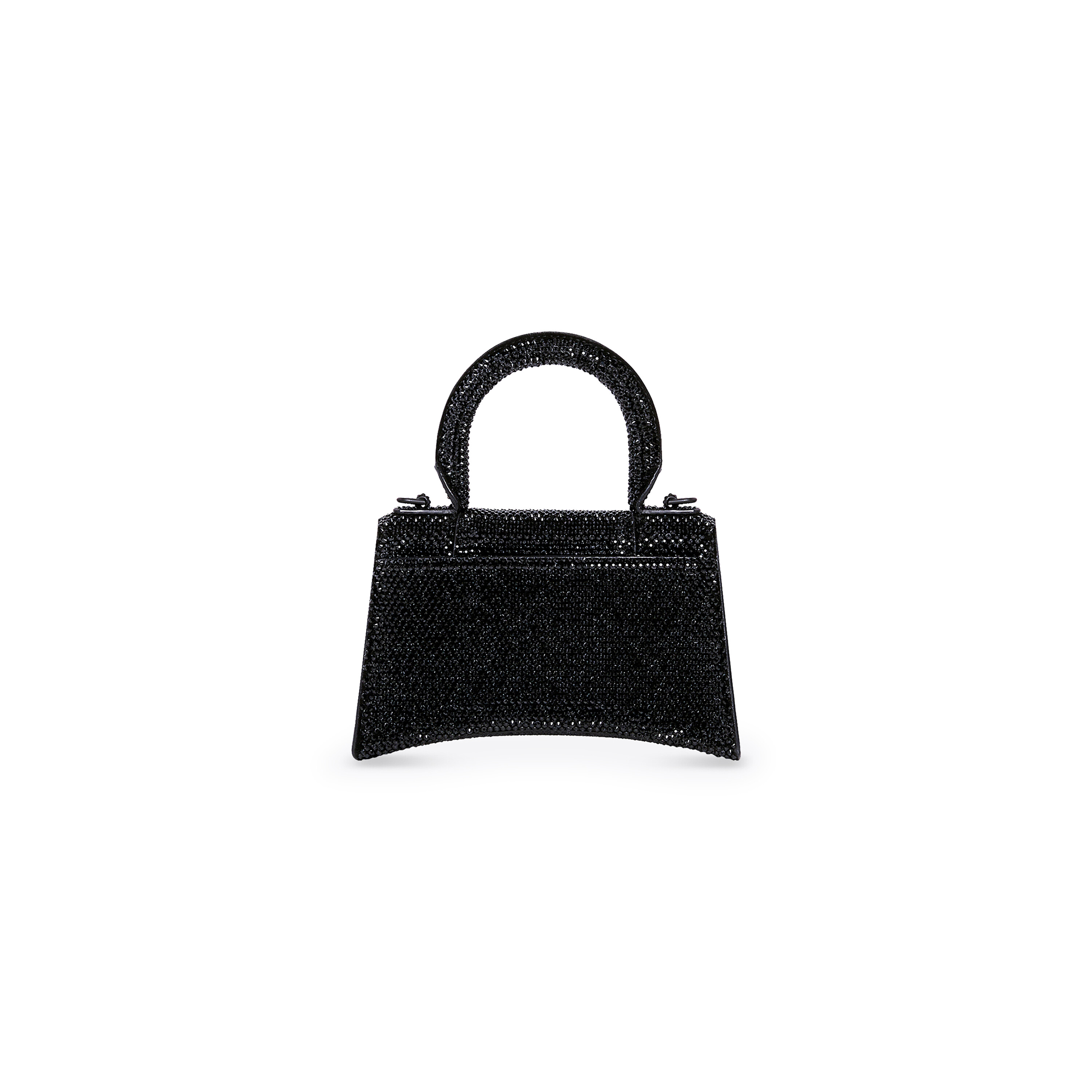 Hourglass Xs Handbag With Rhinestones in Black Balenciaga
