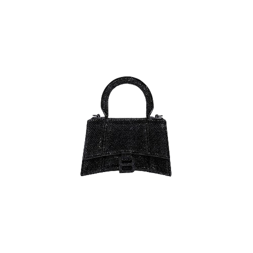 Hourglass Xs Handbag With Rhinestones in Black Balenciaga
