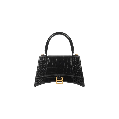 Hourglass Small Handbag Crocodile Embossed in White  Balenciaga