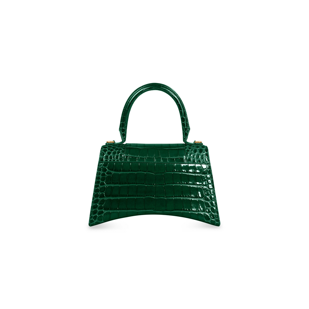Hourglass Small Handbag Crocodile Embossed in White  Balenciaga