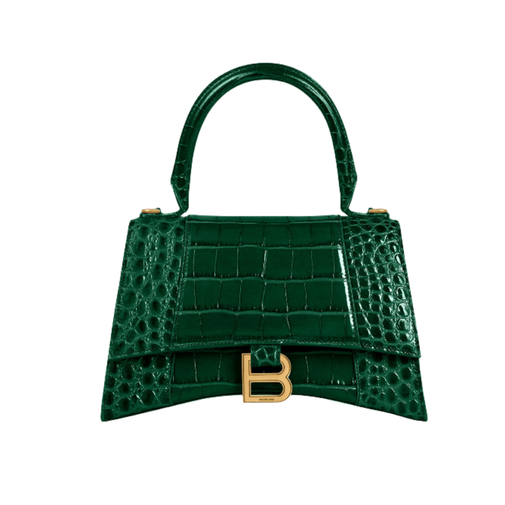 Hourglass Small Handbag Crocodile Embossed in White  Balenciaga