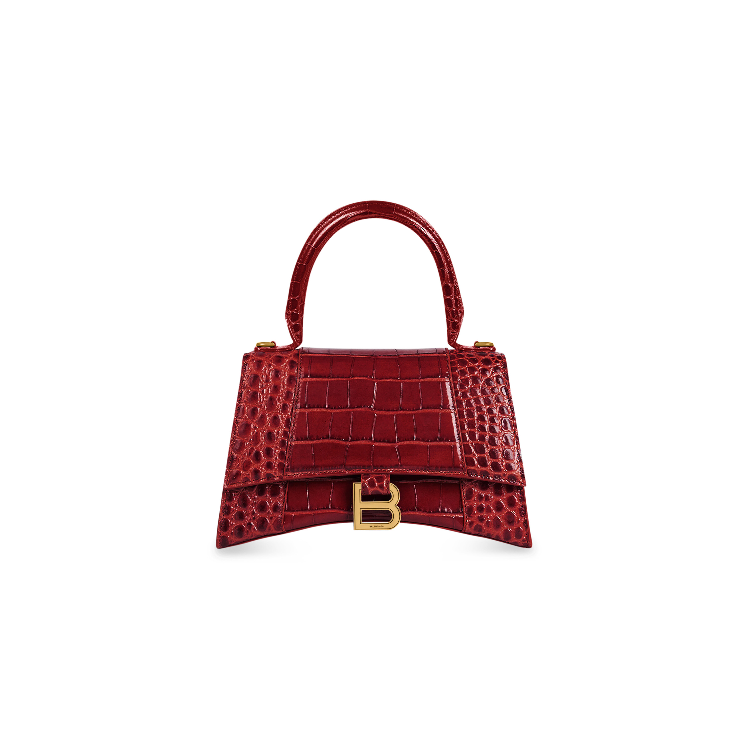 Hourglass Small Handbag Crocodile Embossed in White  Balenciaga