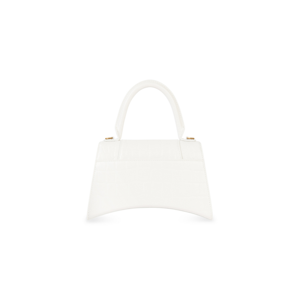 Hourglass Small Handbag Crocodile Embossed in White  Balenciaga