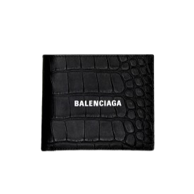 Balenciaga Mens Cash Square Folded Coin Wallet in Black