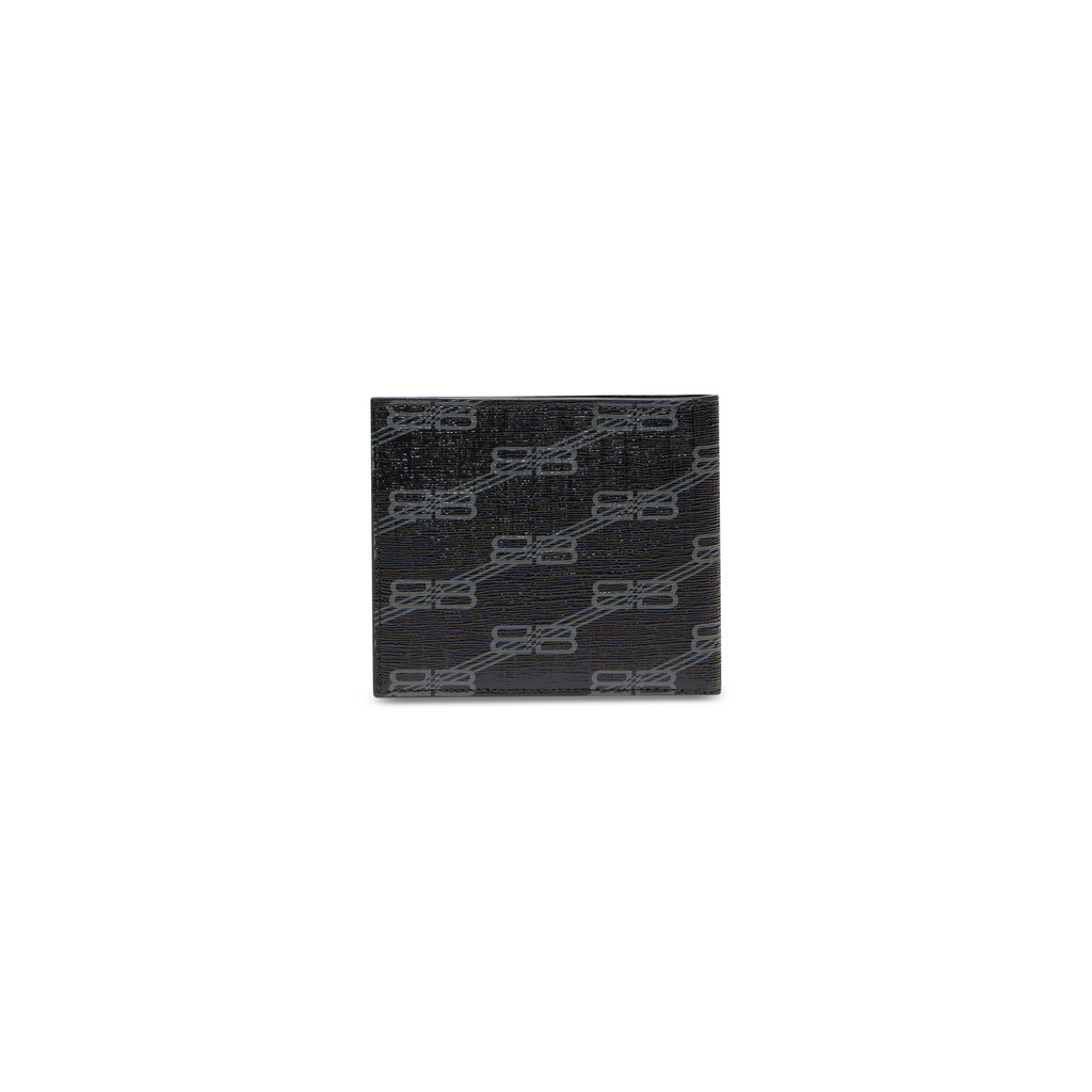 Balenciaga Square Folded Wallet Bb Monogram Coated Canvas in Black