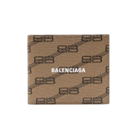 Balenciaga Square Folded Wallet Bb Monogram Coated Canvas in Beige